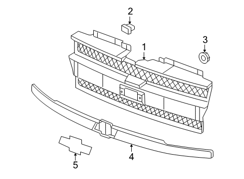 2006 Chevy Trailblazer Panel Asm,Radiator Grille Center (W/O Emblem) Paint To Match Diagram for 89044660