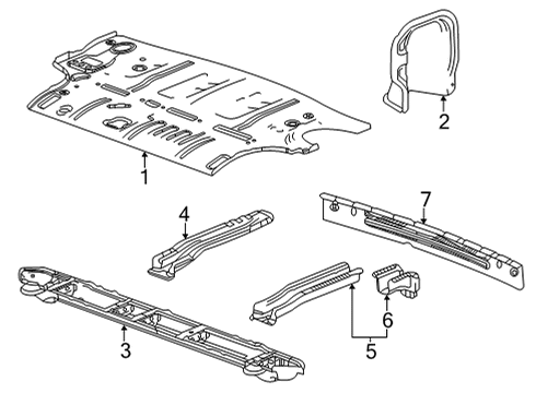 2022 GMC Yukon Rear Floor & Rails Diagram