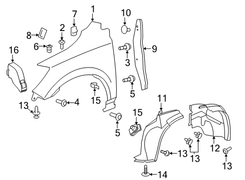 2017 Buick Enclave Insulator Assembly, Front Fender Diagram for 22946626