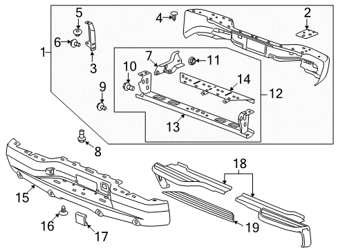 2010 Cadillac Escalade EXT Rear Bumper Diagram 1 - Thumbnail