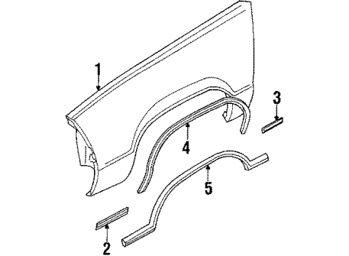 1986 Chevy El Camino Molding,Front Fender Side Rear Diagram for 1155730