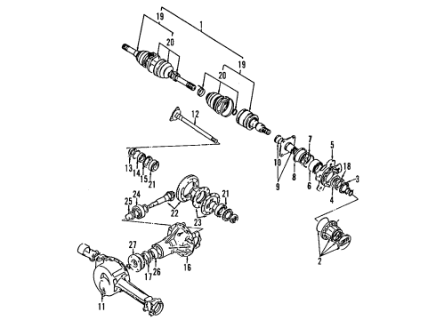 2004 Chevy Tracker Front Axle Shafts & Differential Diagram