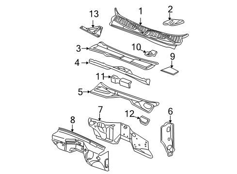 2002 Chevy Silverado 2500 HD Cab Cowl Diagram 2 - Thumbnail