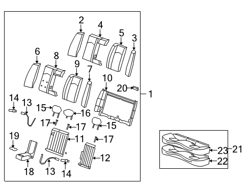 2008 Cadillac CTS Restraint Assembly, Rear Seat Center Head *Ebony Diagram for 25813212