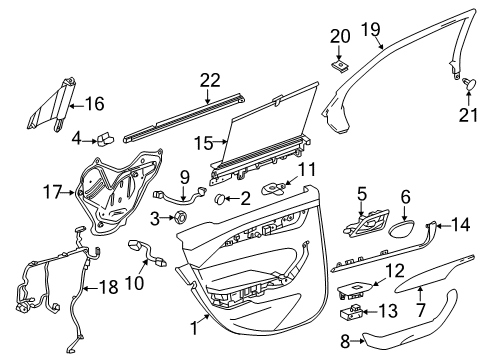 2015 Cadillac CTS Interior Trim - Rear Door Diagram