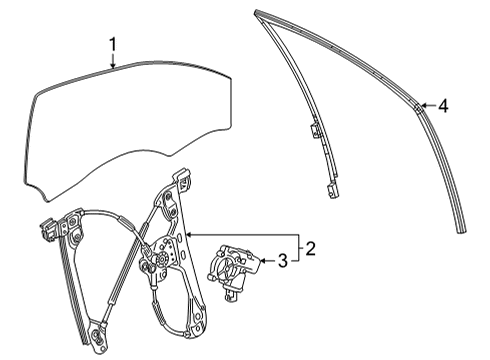 2022 Cadillac CT4 Front Door Glass & Hardware Diagram 1 - Thumbnail