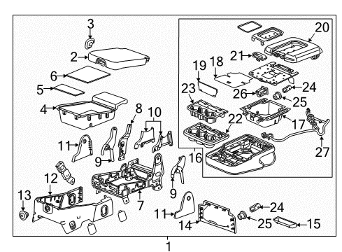 2015 GMC Sierra 3500 HD Armrest Assembly, Front Seat Center *Dune Diagram for 23423259