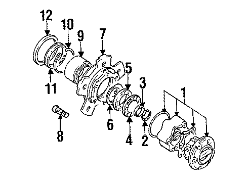 1998 Chevy Tracker Front Wheel Bearing Diagram for 91173635