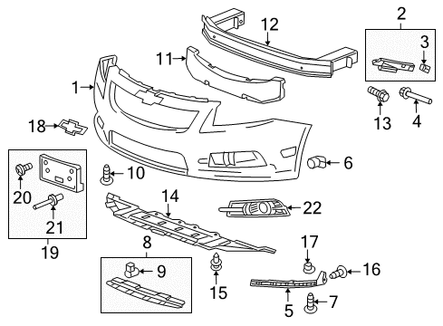 2012 Chevy Cruze Guide Assembly, Front Bumper Fascia Diagram for 95328894