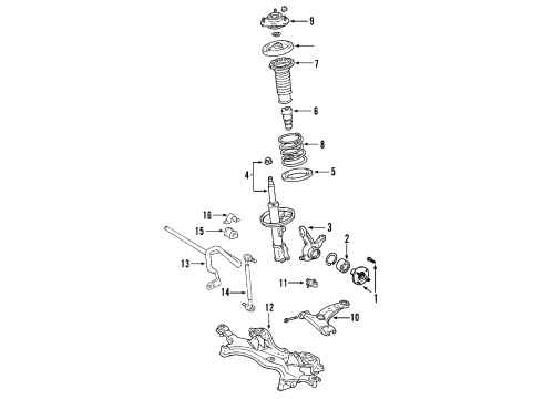 2004 Pontiac Vibe Front Suspension, Control Arm, Stabilizer Bar Diagram 5 - Thumbnail