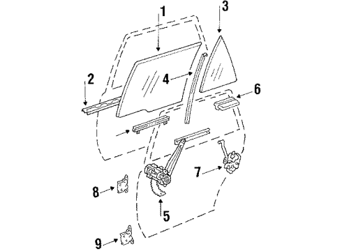 1988 Chevy Nova Rear Side Door Window Regulator Diagram for 94841646