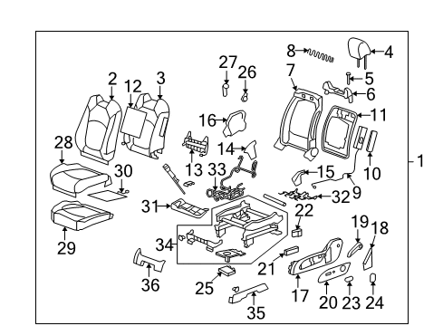 2008 Saturn Outlook Restraint Assembly, Passenger Seat Head *Ebony Diagram for 25796541