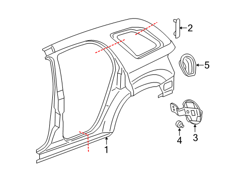 2006 Chevy Equinox Quarter Panel & Components Diagram