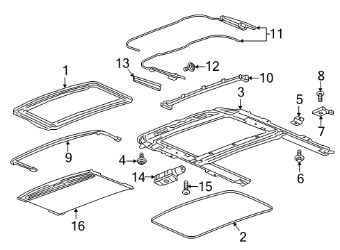 2016 Chevy Cruze Bolt/Screw, Sun Roof Window Diagram for 13309874