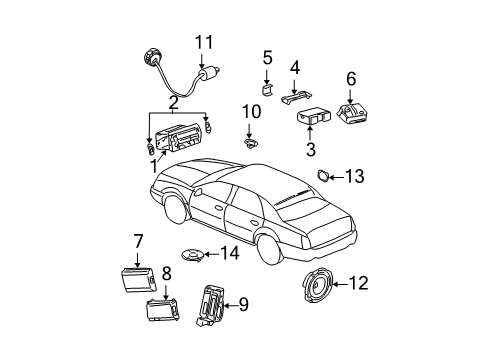 2003 Cadillac DeVille Speaker Assembly, Radio Rear Diagram for 16246789