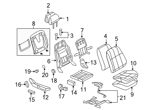 2008 Pontiac G8 Panel,Driver Seat Cushion Outer Finish Diagram for 92207874