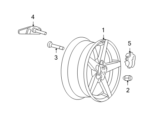 2009 Chevy Corvette Wheels, Covers & Trim Diagram