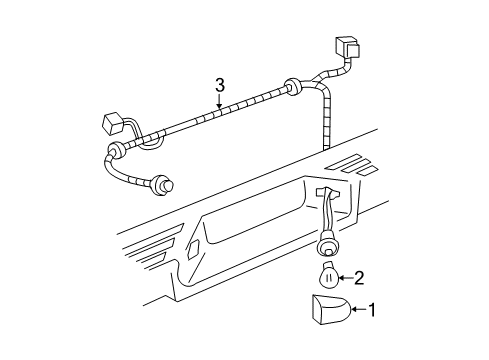 2009 Chevy Avalanche Harness Assembly, Rear License Plate Lamp Wiring Harness Extension Diagram for 22899755