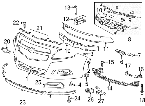 2013 Chevy Malibu Bracket Assembly, Front License Plate Diagram for 23469258