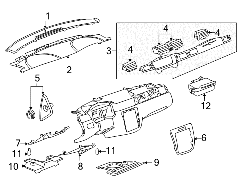 2013 Chevy Impala Cover Assembly, Instrument Panel Outer Trim *Titanium Diagram for 22866308