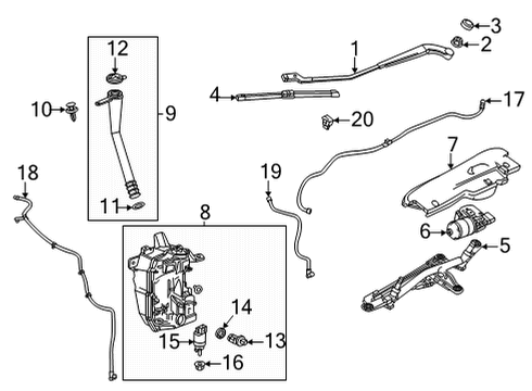 2022 Chevy Trailblazer Blade Assembly, Wsw Diagram for 42709513