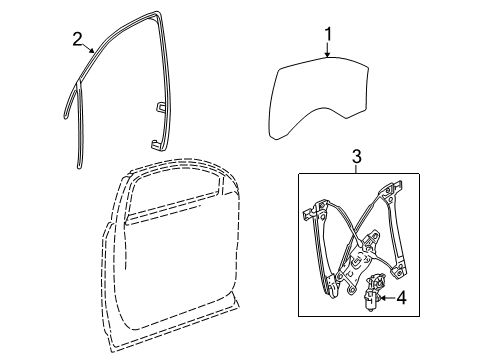 2012 Chevy Equinox Front Door - Glass & Hardware Diagram