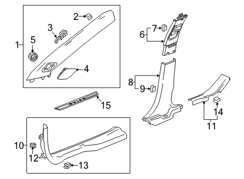 2018 Buick LaCrosse Panel Assembly, Center Pillar Lower Trim *Very Dark At Diagram for 26214560