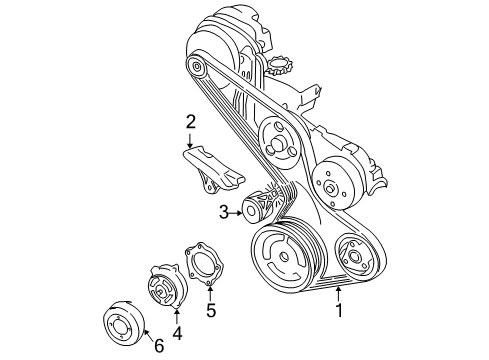 2005 Chevy Venture Water Pump, Belts & Pulleys Diagram