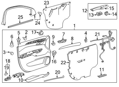 2016 Cadillac SRX Trim Assembly, Front Side Door *Caramel Tan Diagram for 22929514