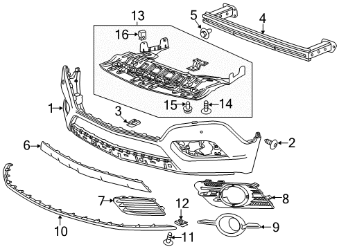 2014 Buick Encore Cover, Front Fog Lamp Opening Diagram for 25980484