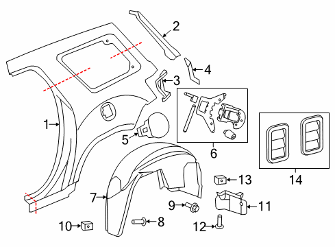 2009 GMC Acadia Panel, Body Tail Lamp Filler Diagram for 25873470