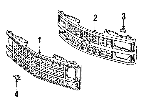 1997 Chevy K1500 Suburban Grille & Components Diagram