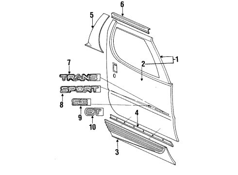 1993 Pontiac Trans Sport Molding, Front Side Door Window Front Reveal *Black Diagram for 10168091