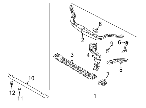 2008 Chevy Aveo Support,Radiator Lower Diagram for 96398972