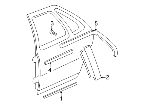 1999 Oldsmobile Alero Exterior Trim - Rear Door Diagram