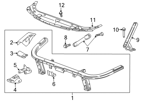 2018 Cadillac CT6 Radiator Support Diagram