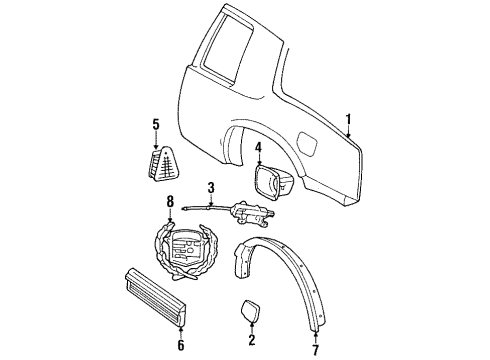 1998 Cadillac Eldorado Molding Asm,Rear Quarter Center Front (LH) Diagram for 3637172