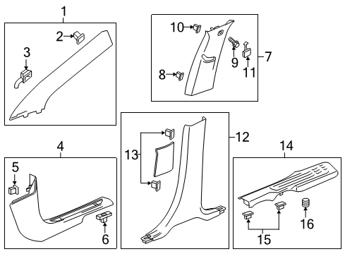 2021 Chevy Traverse Interior Trim - Pillars Diagram