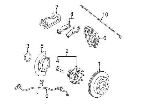 2008 GMC Sierra 3500 HD Front Brakes Diagram 2 - Thumbnail