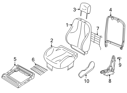 2005 Pontiac Sunfire Front Seat Components Diagram 1 - Thumbnail