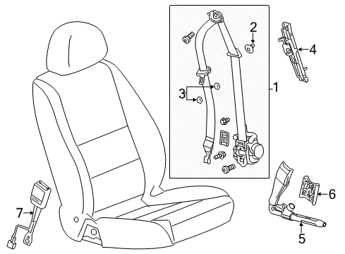 2015 Chevy Impala Belt Kit,Passenger Seat (Retractor Side) (W/ Pre, Tensioner)*Titanium Diagram for 19330617