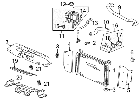 2003 Chevy Avalanche 2500 Radiator & Components Diagram