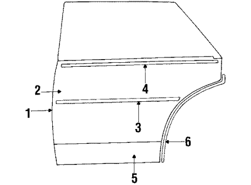 1985 Cadillac Seville WEATHERSTRIP,R/D Diagram for 20104596