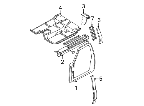 2000 GMC C2500 Rocker Panel, Side Panel, Floor, Uniside Diagram 1 - Thumbnail