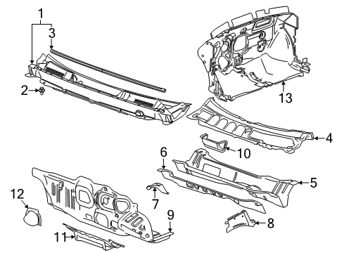 2016 Cadillac SRX Cowl Diagram