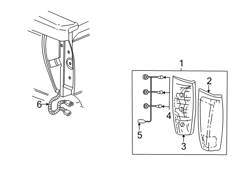 2006 Chevy Avalanche 1500 Lamp Assembly, Tail Diagram for 15771437