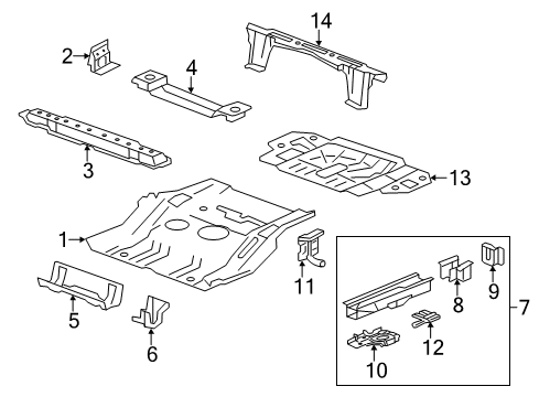 2014 Chevy Captiva Sport Rear Body - Floor & Rails Diagram