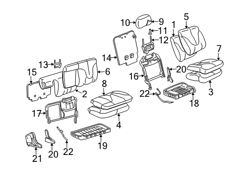 2003 Hummer H2 Guide Asm,Rear Seat Head Restraint Adjust Rod Diagram for 88934527