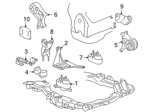 2007 Pontiac G6 Bracket, Engine Mount Diagram for 15298011