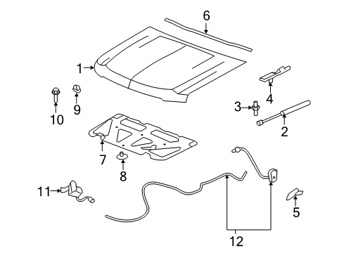 2012 Chevy Tahoe Hood & Components, Body Diagram 1 - Thumbnail